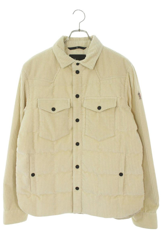 MONCLER Corduroy Down Jacket Off-White Size L