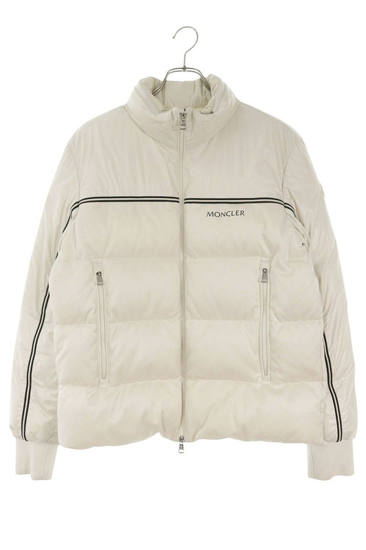 MONCLER Logo Patch Stripe Down Jacket White Size M