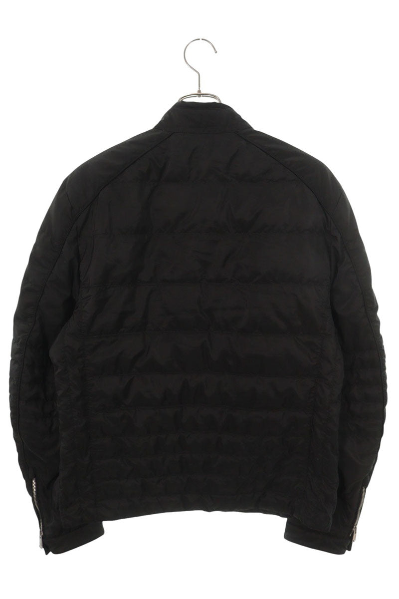 PRADA Triangle Logo Biker Down Jacket Black Size XL