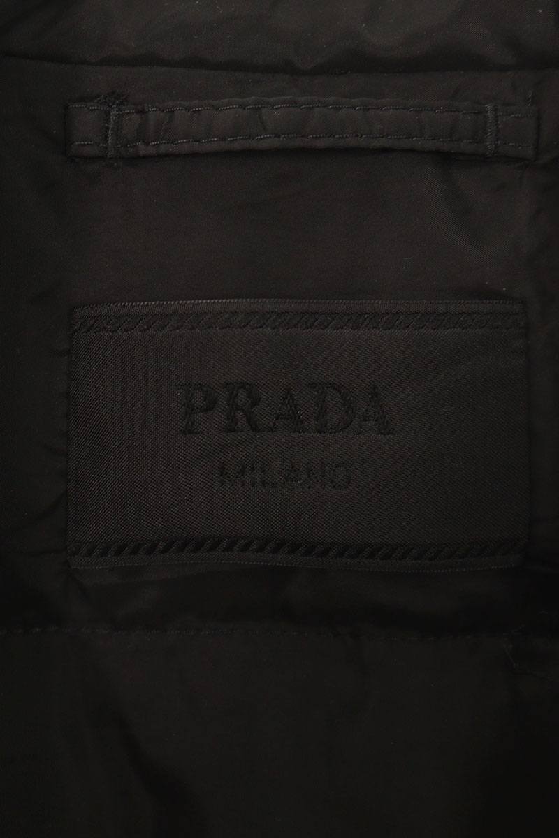 PRADA Triangle Logo Biker Down Jacket Black Size XL