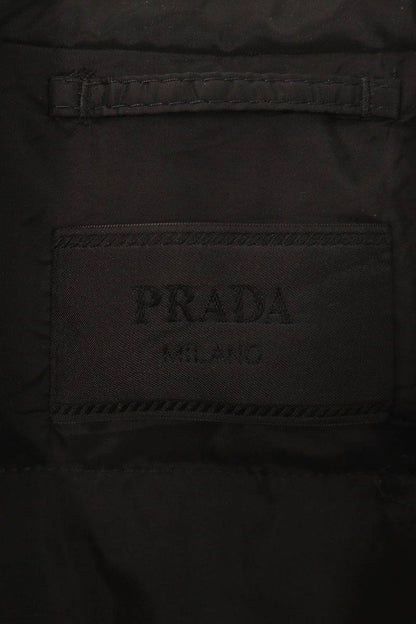 PRADA Triangle Logo Biker Down Jacket Black Size XL