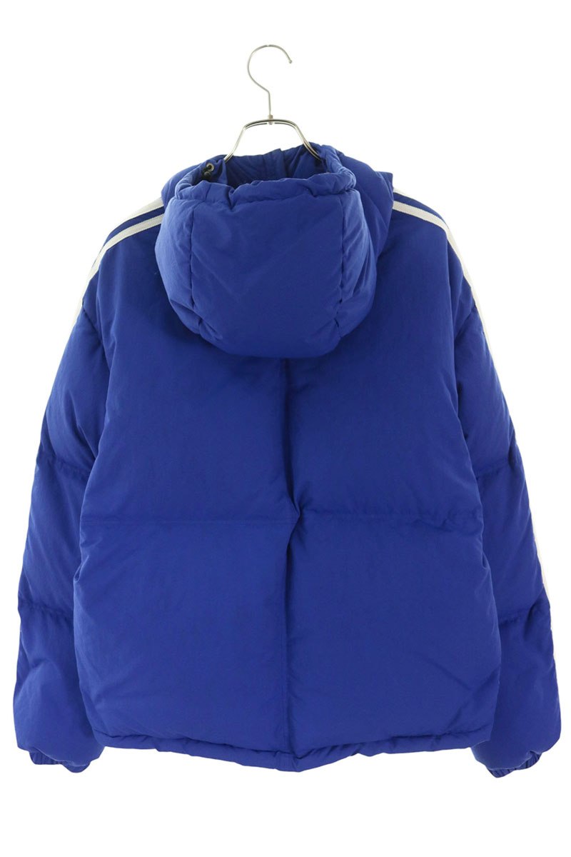 GUCCI Blue Hooded Logo Print Down Jacket Size 44