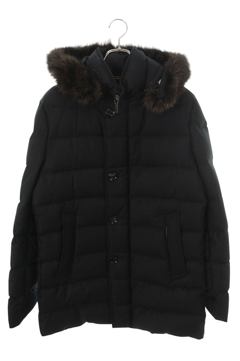 MooRER Fur Trimmed Wool Cashmere Down Jacket Black Size 50