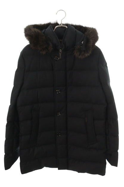 MooRER Fur Trimmed Wool Cashmere Down Jacket Black Size 50