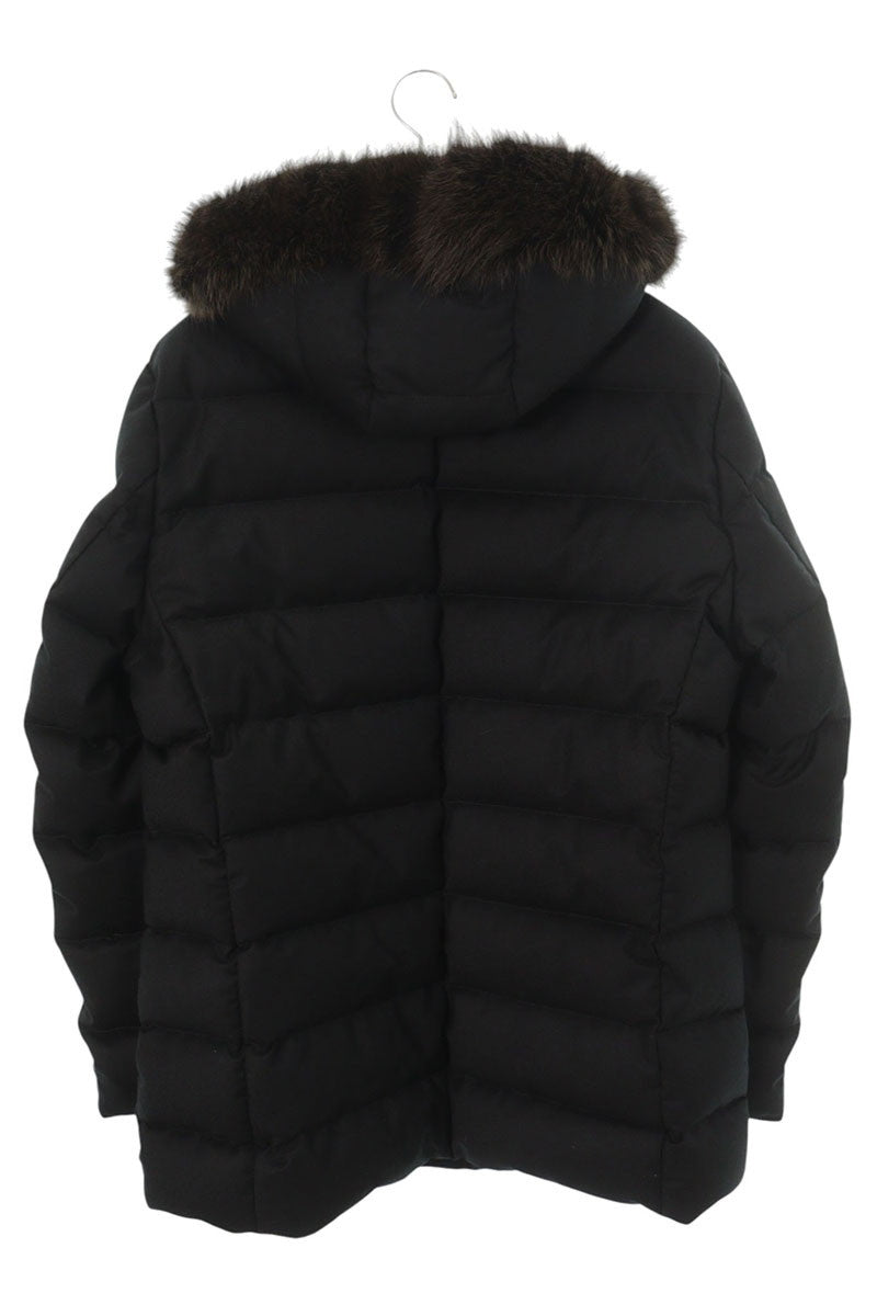 MooRER Fur Trimmed Wool Cashmere Down Jacket Black Size 50