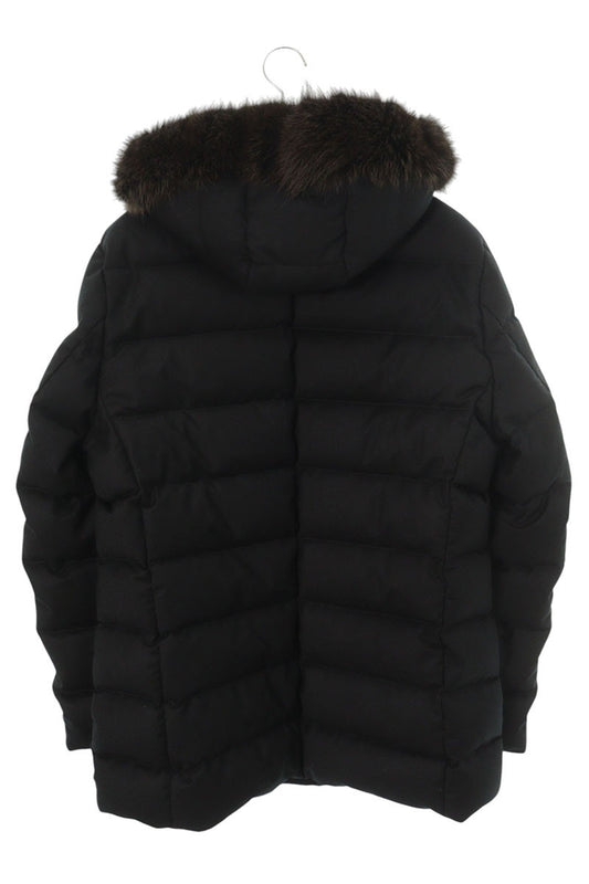 MooRER Fur Trimmed Wool Cashmere Down Jacket Black Size 50