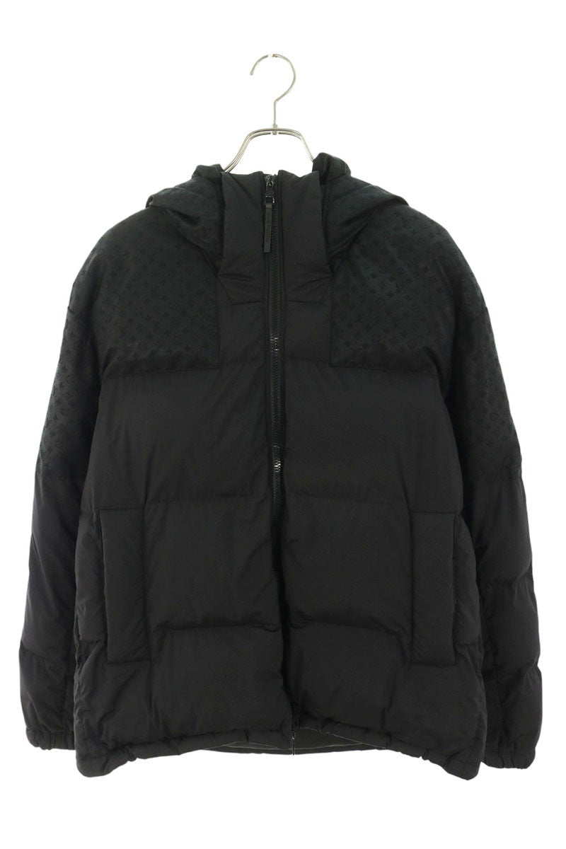 LOUISVUITTON 24SS Black Monogram Hooded Down Jacket Size 48
