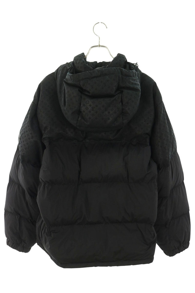 LOUISVUITTON 24SS Black Monogram Hooded Down Jacket Size 48
