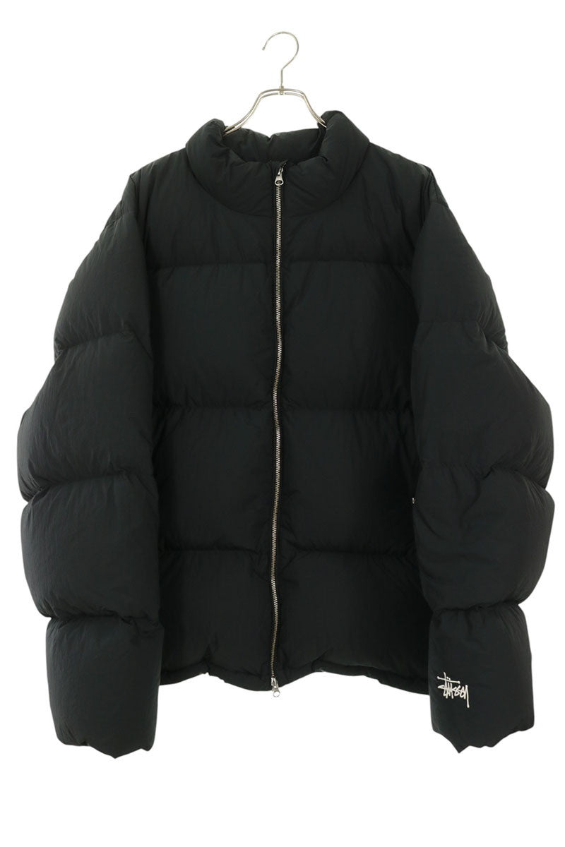 STUSSY Ripstop Logo Embroidered Down Jacket Black Size XXL