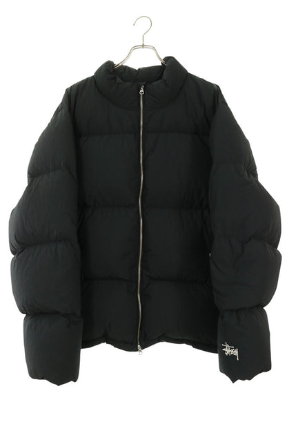 STUSSY Ripstop Logo Embroidered Down Jacket Black Size XXL