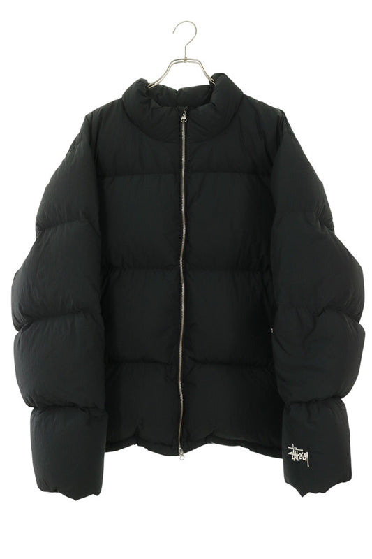 STUSSY Ripstop Logo Embroidered Down Jacket Black Size XXL