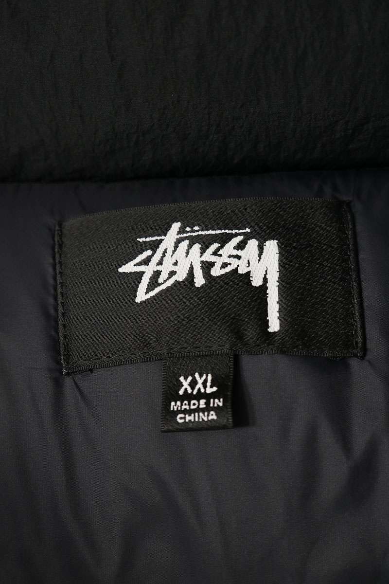 STUSSY Ripstop Logo Embroidered Down Jacket Black Size XXL