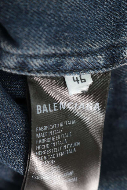 BALENCIAGA 681689 TIWA2 Gray Denim Down Jacket Size 46