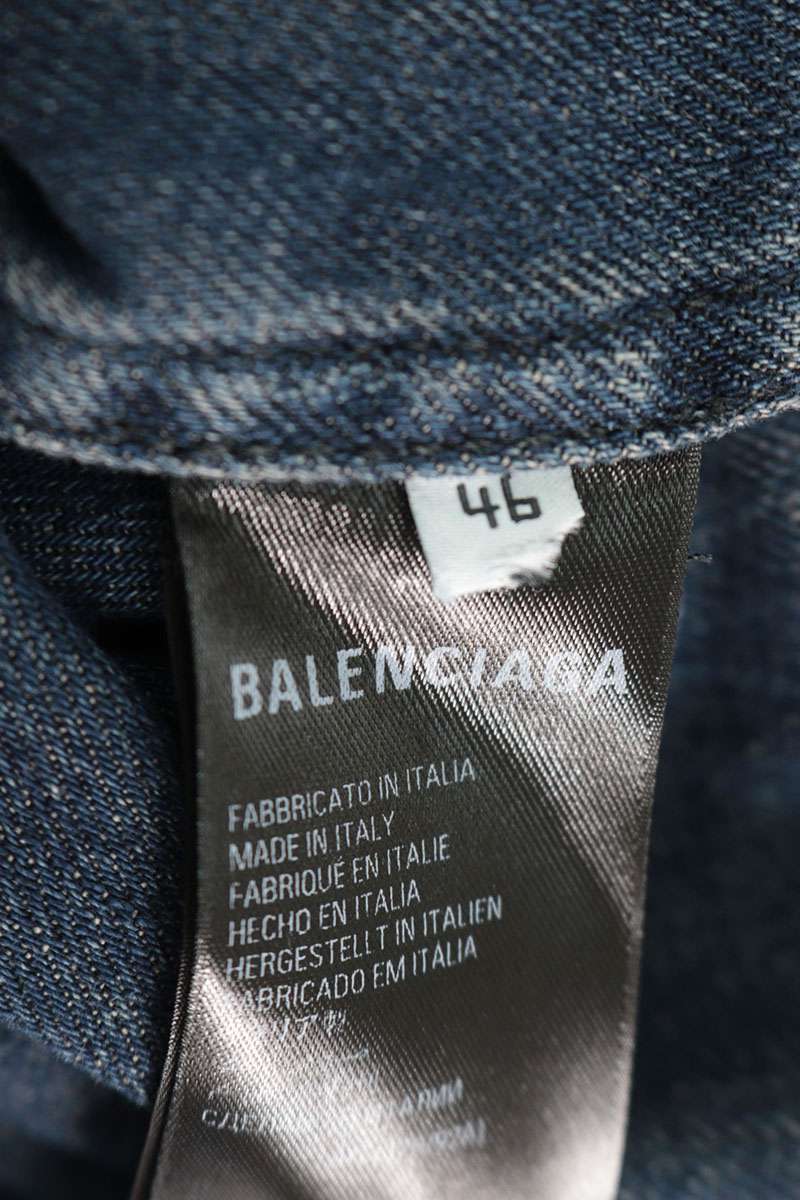 BALENCIAGA 681689 TIWA2 Gray Denim Down Jacket Size 46