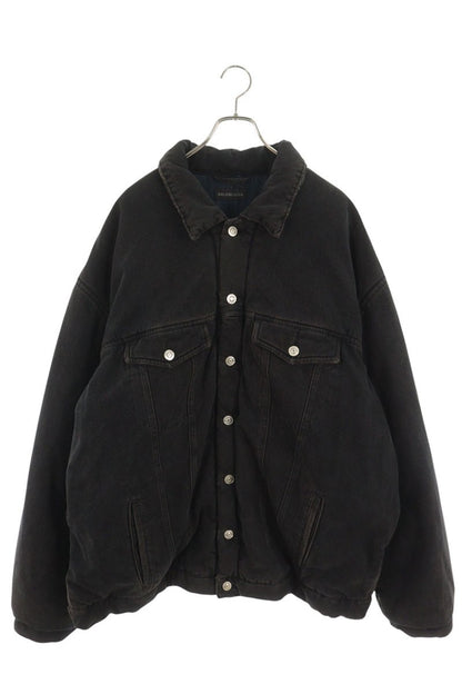 BALENCIAGA Gray Denim Down Jacket Size 46