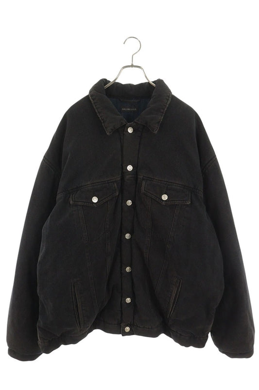 BALENCIAGA Gray Denim Down Jacket Size 46
