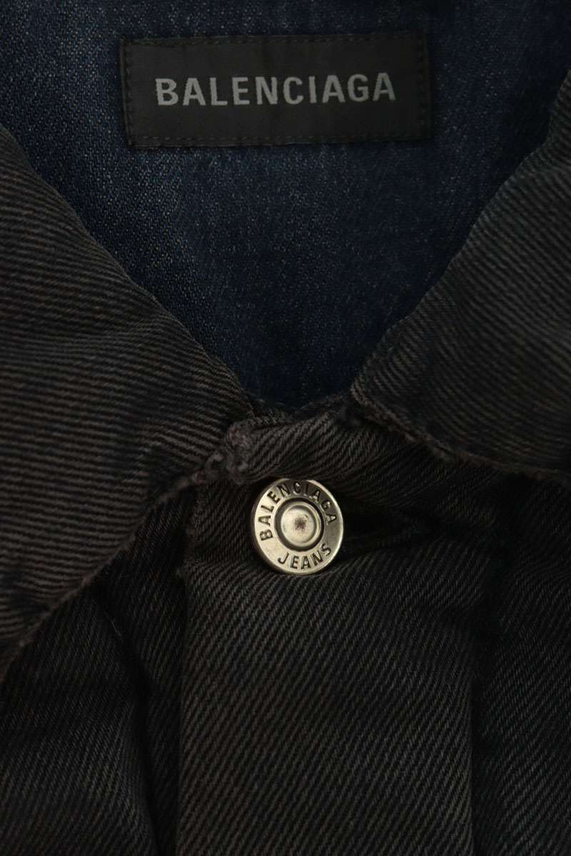 BALENCIAGA Gray Denim Down Jacket Size 46