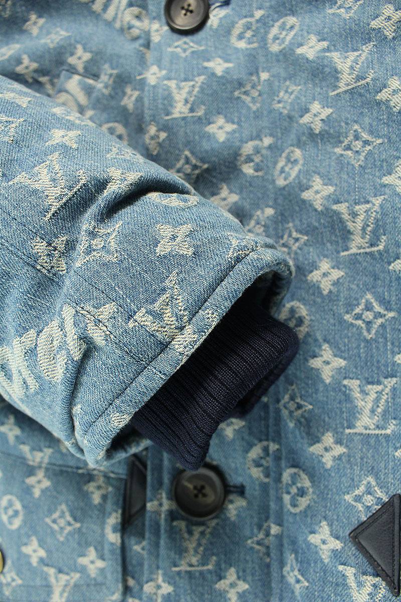 SUPREME LOUISVUITTON 17AW Denim Fur N-3B Coat Blue Size 44