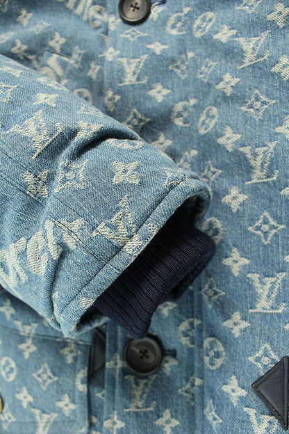 SUPREME LOUISVUITTON 17AW Denim Fur N-3B Coat Blue Size 44