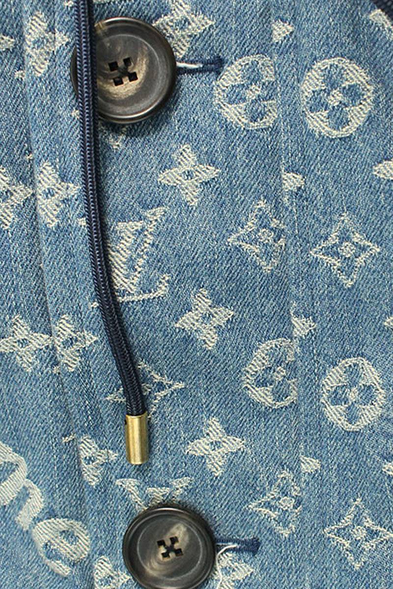 SUPREME LOUISVUITTON 17AW Denim Fur N-3B Coat Blue Size 44