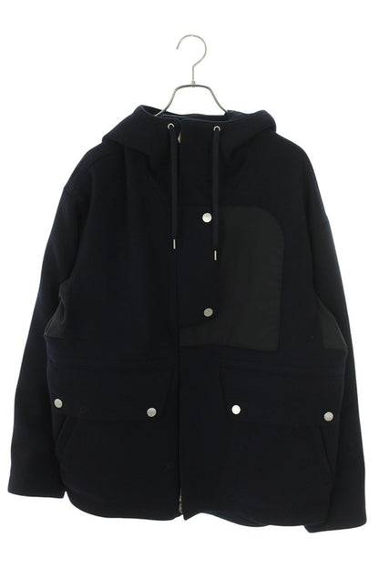HERMES 24AW Wool Hooded Coat Navy Size L