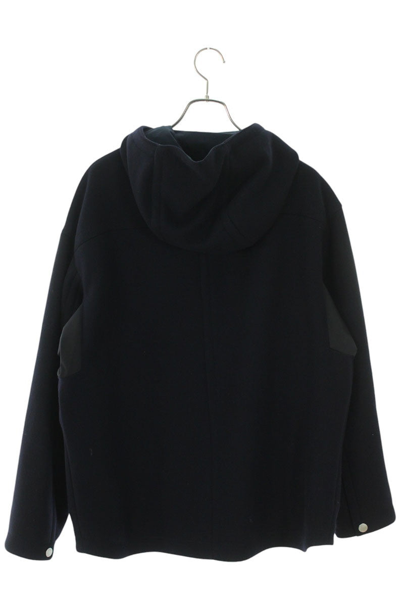 HERMES 24AW Wool Hooded Coat Navy Size L