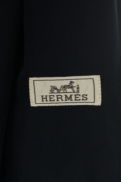 HERMES 24AW Wool Hooded Coat Navy Size L