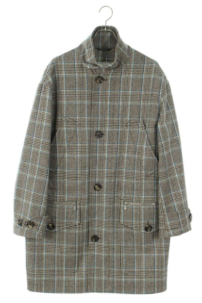 HERMES 24AW Check Wool Chester Coat Gray Size XS