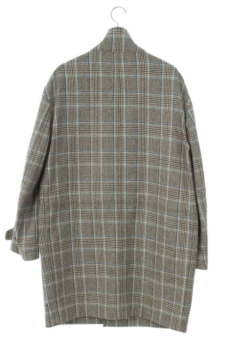 HERMES 24AW Check Wool Chester Coat Gray Size XS