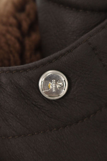 HERMES Lamb Leather Hooded Cashmere Zip Coat Multi Size M