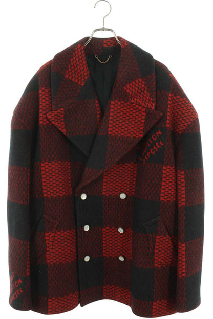 LOUISVUITTON 24AW Damier All-Over Wool Pea Coat Size XXL