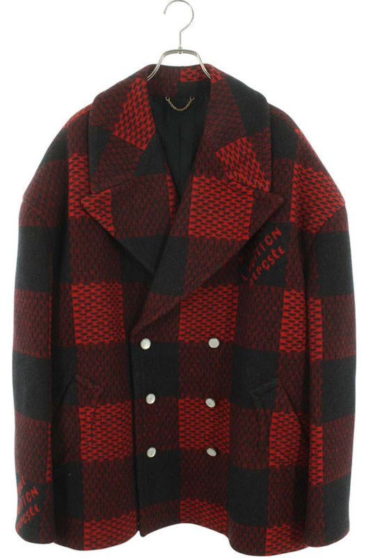 LOUISVUITTON 24AW Damier All-Over Wool Pea Coat Size XXL