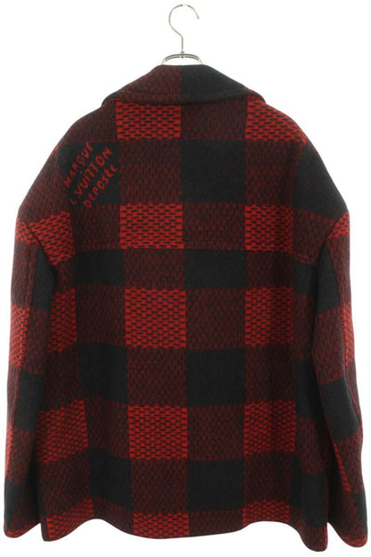 LOUISVUITTON 24AW Damier All-Over Wool Pea Coat Size XXL