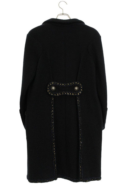 CHANEL Alpaca Tweed Coat Black Gold Size 36