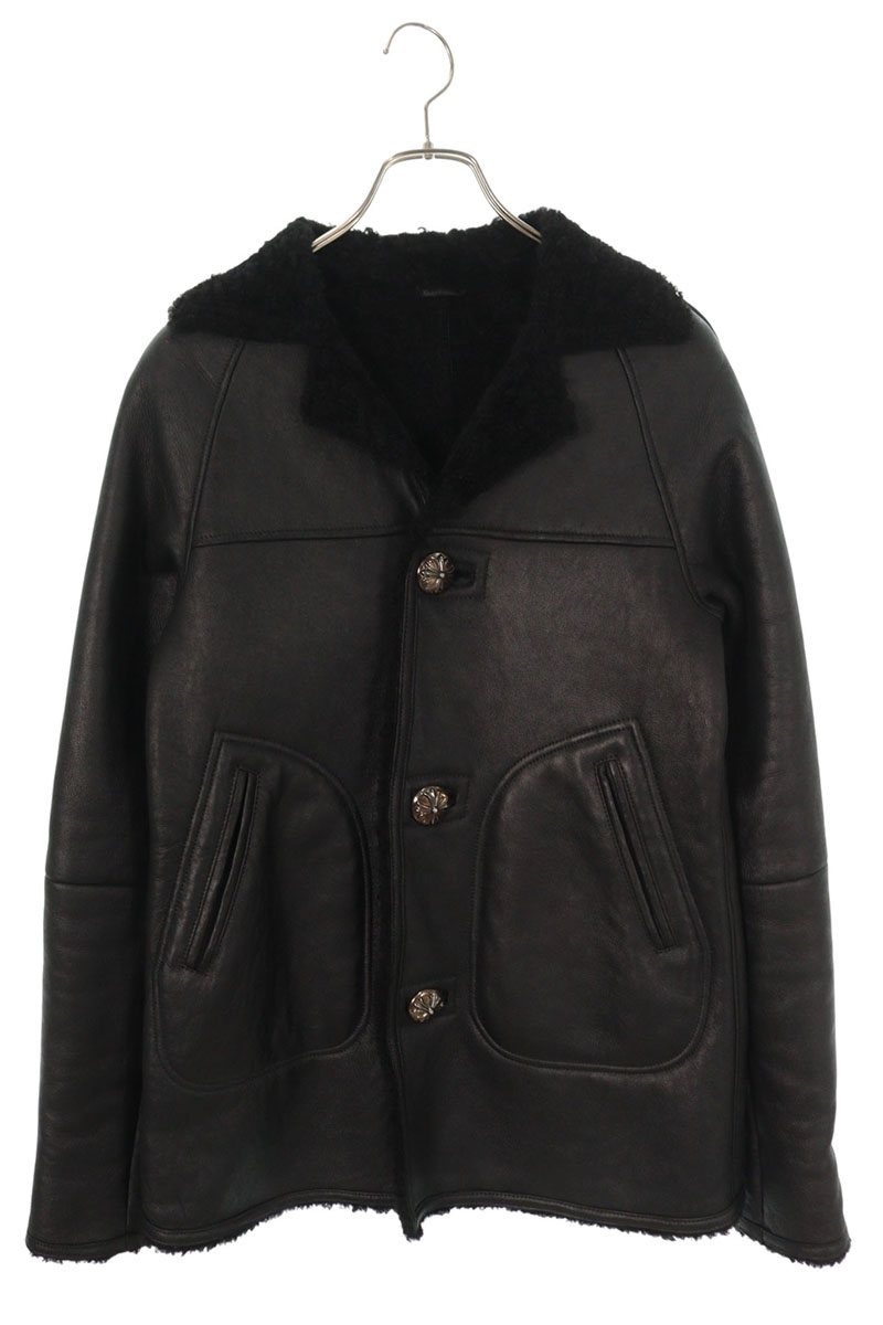 Chrome Hearts RNCH SHRLNG VJ Shearling Leather Coat Size S