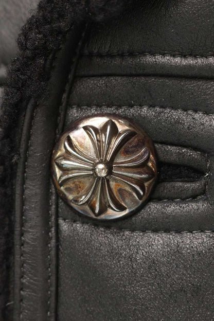 Chrome Hearts RNCH SHRLNG VJ Shearling Leather Coat Size S