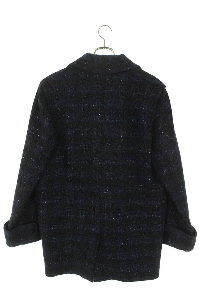 CHANEL Wool Blend Coat Navy Size 38