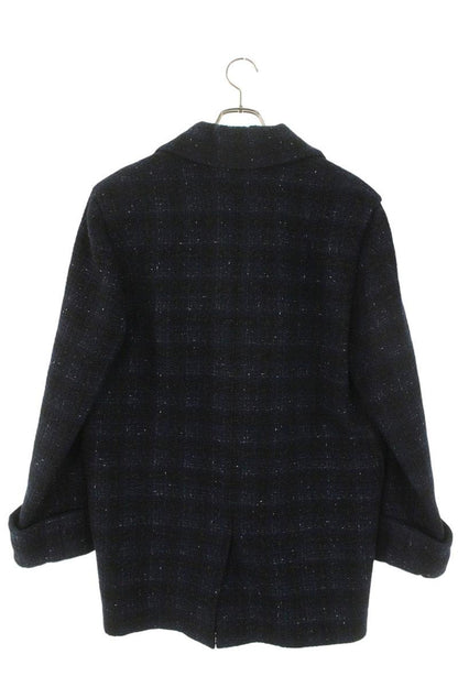 CHANEL Wool Blend Coat Navy Size 38