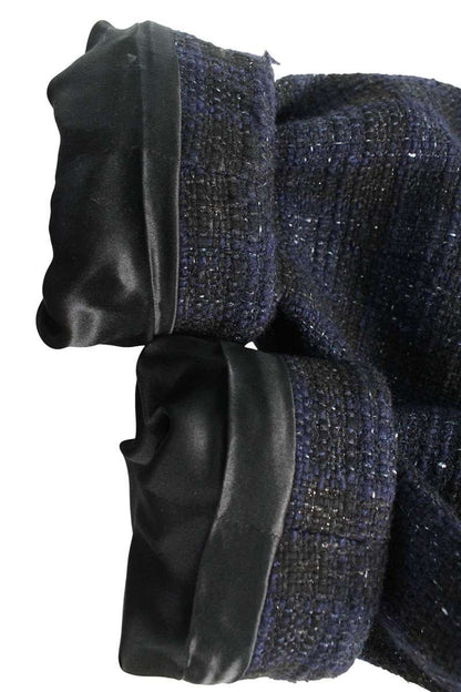 CHANEL Wool Blend Coat Navy Size 38