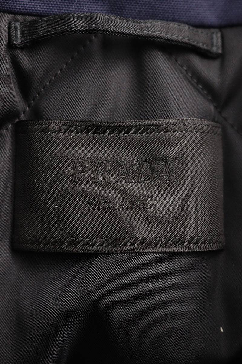 PRADA Faux Fur Long Coat Navy Black Size S