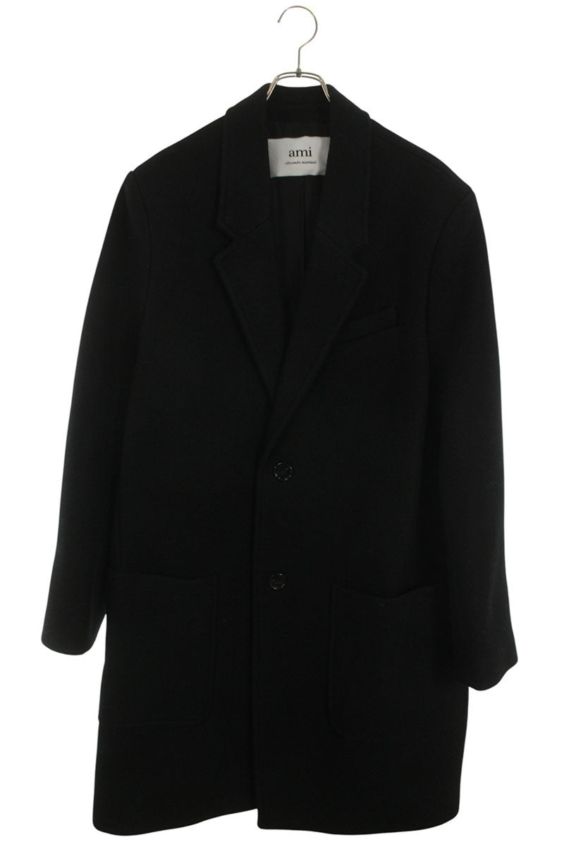 AMI Wool Chesterfield Coat Black Size L