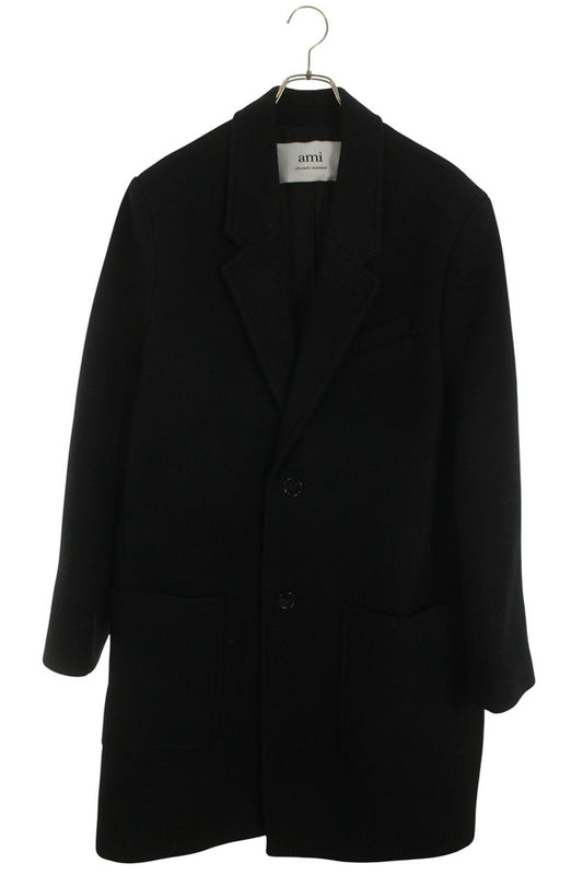 AMI Wool Chesterfield Coat Black Size L