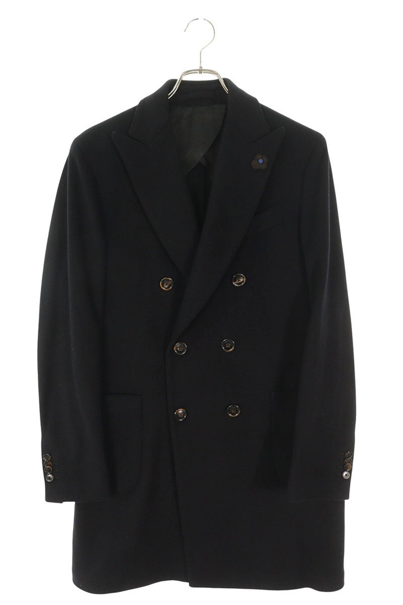 Lardini Cashmere Chester Coat Black Size 50