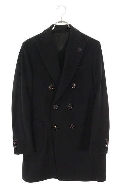 Lardini Cashmere Chester Coat Black Size 50