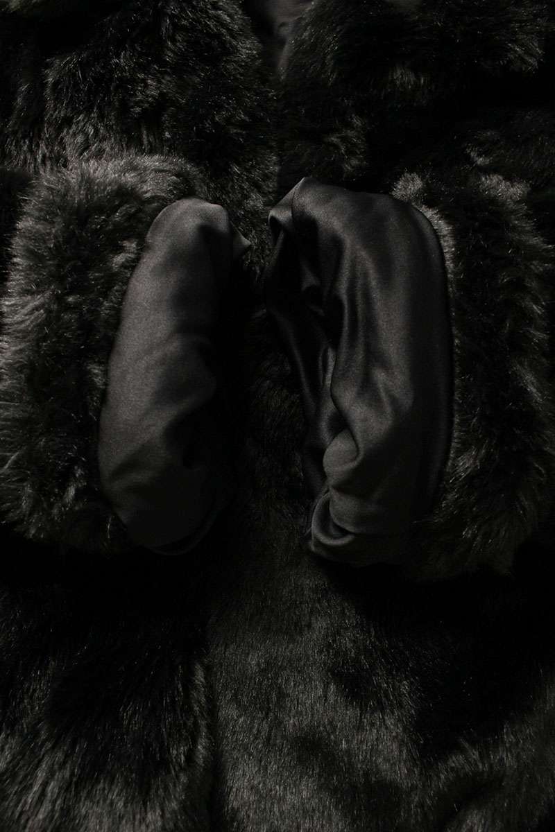 Puma Logo Fur Coat Black Size L