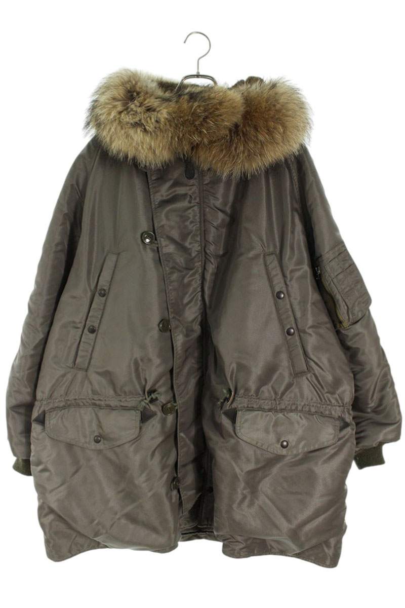 AVIREX N3A Raccoon Fur Mods Coat Khaki Size L
