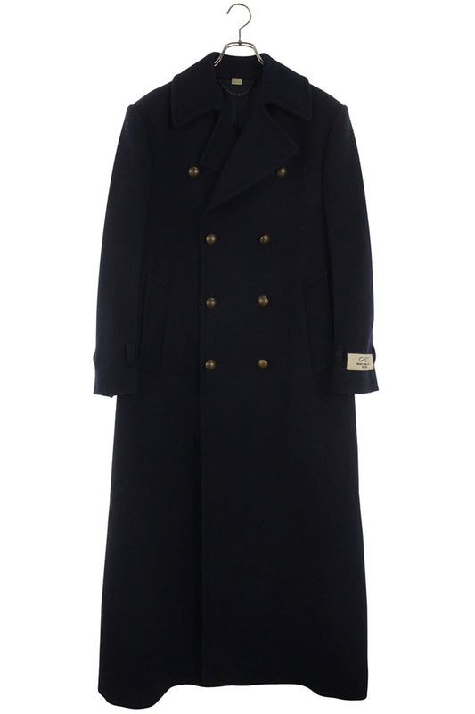 GUCCI Wool Double-Breasted Coat w/ Sleeve Patch Navy Size M