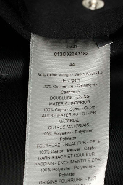 DIOR Cashmere Blend Fur Coat Black Size XS