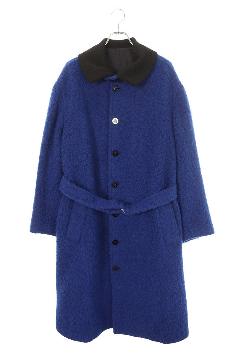 Paul Smith Wool Long Coat w/ Leopard Lining Blue Size L