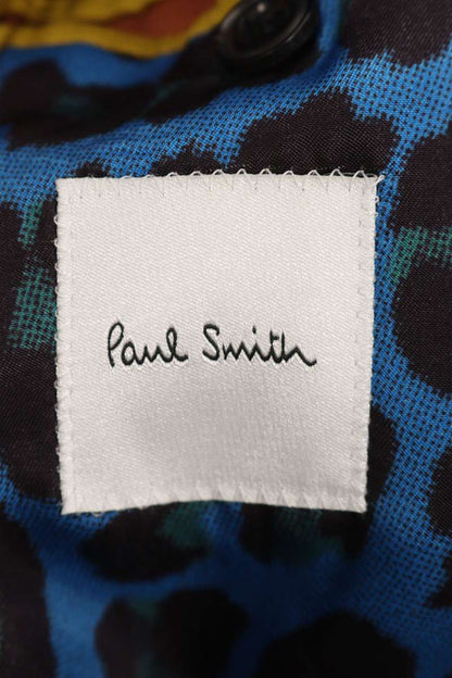 Paul Smith Wool Long Coat w/ Leopard Lining Blue Size L